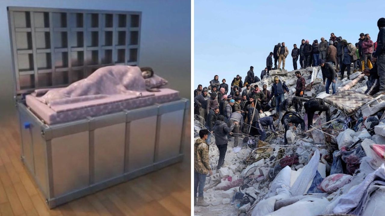 "يبتلعك ويتحول إلى غرفة محصنة": تعرف على السرير المضاد للزلازل